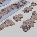 Natural Stone Materials Display On Round And Rectangular Boards With Various Samples