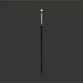 Decorative Black And Gold Sword With Horn Shaped Hilt And Slender Blade
