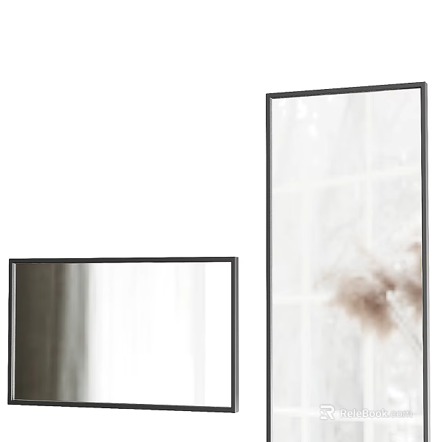 Modern Black Framed Mirrors in Different Sizes for Minimalist Interior Decor 3d model 