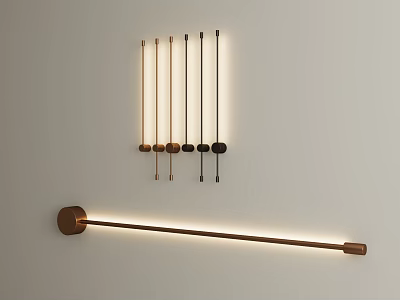 Sleek Modern Wall Lamps With Brass And Black Metal Linear Contemporary Design 3d model