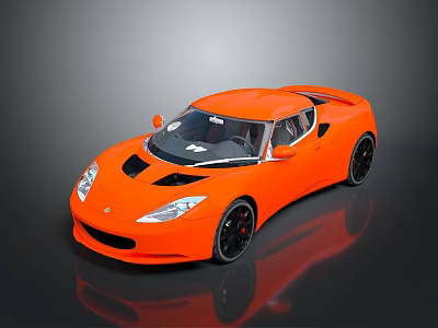 Orange Sports Car with Modern Sleek Design Black Rims and Reflective Surface 3d model