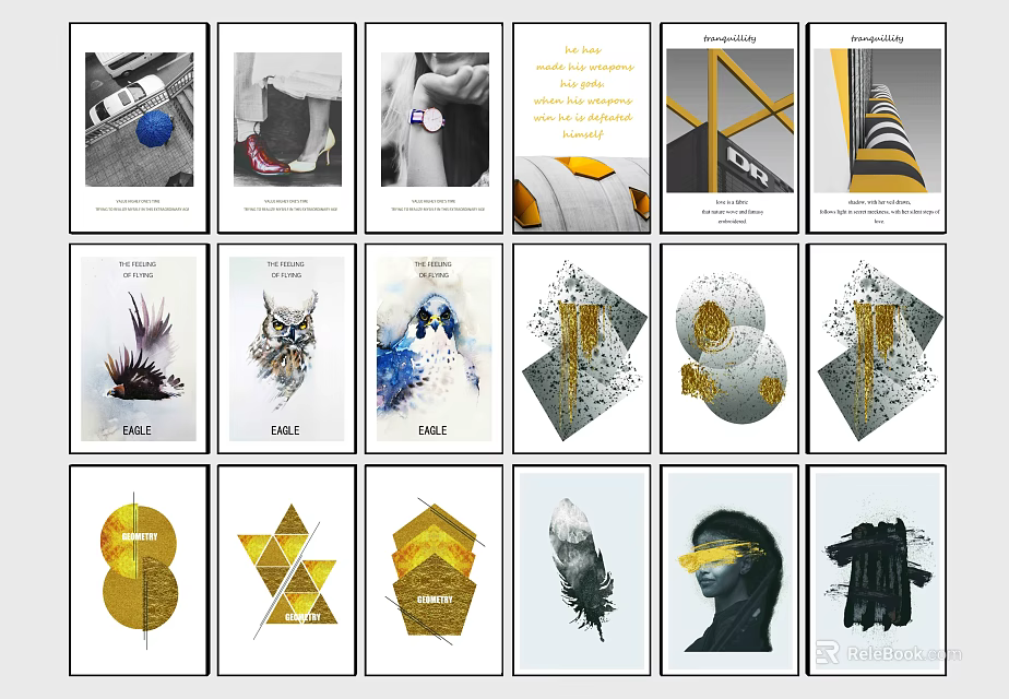 Modern Minimalist Wall Art Collection With Geometric Patterns Animal Motifs And Abstract Designs 3d model 
