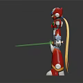 Game Movie Robot Character Red White Yellow Armor Holding Green Sword