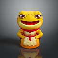 Yellow Cartoon Frog Wearing Red Scarf And Yellow Apron With Red Ribbon