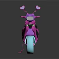 Stylish Pink Shiny Scooter With Heart Shaped Elements And Blue Wheels