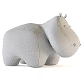 Plush Hippo Toy Shown From Various Angles 3d model