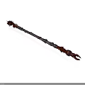 Decorative Fantasy Staff Weapon with Intricate Carvings Dark Wood Shaft and Spiked Head