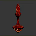 Abstract Red Animal Sculpture with Curved Form and Textured Surface on Black Background