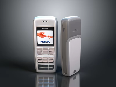 Nokia Classic Mobile Phones With Front Screen Display Hands Image And Side View 3d model