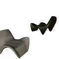 Two Abstract Sofas in Beige and Green with Curved Design Unique Shape for Living Room