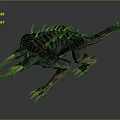 Fierce Game Movie Character With Long Sharp Fangs Spiked Back Rough Skin And Clawed Limbs