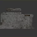 Rough Textured Stone Fortification Structure With Layered Design And Metal Cannon 3d model