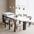 Modern Dining Table and Chair Combination Dining Chair Island Table Dining Table Chandelier Single Chair 3d model
