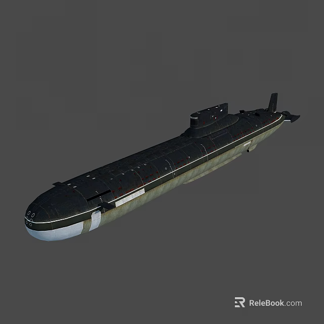 Military Submarine As Water Transport With Streamlined Black Hull Design 3d model 