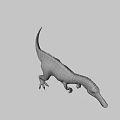 Realistic 3D Dinosaur Model With Blue Green Body And Orange Stripes Spiked Back