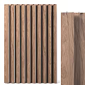 Modern Home Interior Wooden Room Divider With Vertical Walnut Slats Design