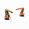 Two Orange Advanced Industrial Robotic Arms For Automated Manufacturing Processes 3d model