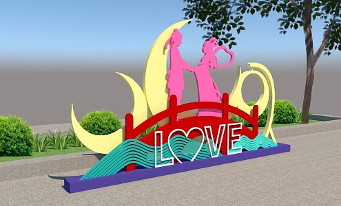 Cowherd and Weaver Magpie Bridge Lover Romantic Billboard 3d model