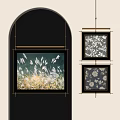 Modern Abstract Painting Decorative Art With Black White Floral Patterns For Interior Wall