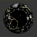 Intricate Floral Sculpted Black Jar With Lid And White Flower Carvings