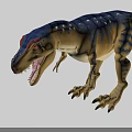 Realistic Dinosaur Reptile Model With Blue Yellow Orange Patterns Sharp Teeth Open Mouth Black Background 3d model