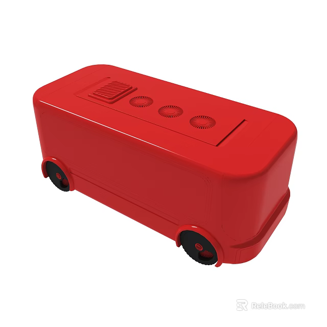 Red Portable Device With Wheels And Top Vents For Easy Mobility 3d model