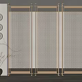 Modern Room Divider With Metal Frame Geometric Mesh In Interior With Decorative Vase Wall Lights