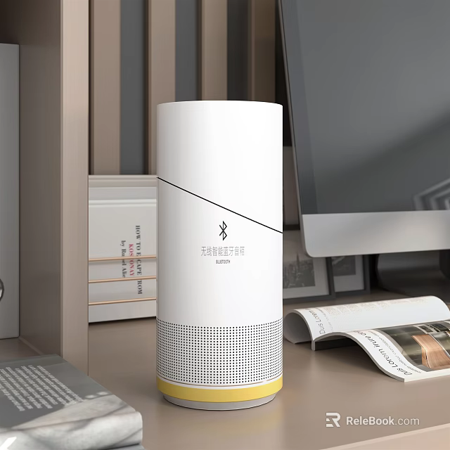 White Cylindrical Bluetooth Speaker with Wireless Audio for Desktop Office and Home Use 3d model 