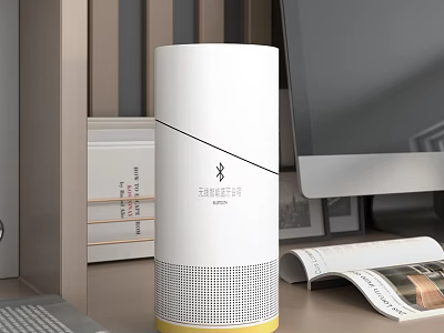 White Cylindrical Bluetooth Speaker with Wireless Audio for Desktop Office and Home Use 3d model