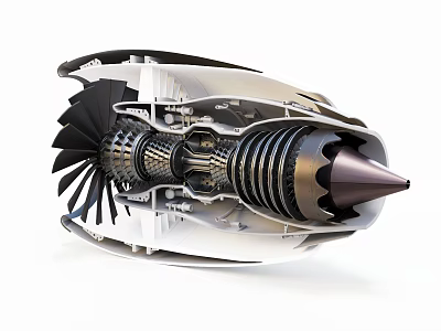 Aircraft Engine Cutaway View Showing Internal Turbine Blades Combustion Chamber And High Performance Design 3d model