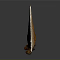 Unique Curved Blade Weapon With Feathered Serrated Edge And Brown Textured Bone Handle