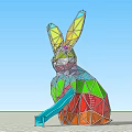 Modern slide children rabbit slide 3d model