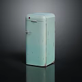 Vintage Light Blue Refrigerator With Worn Out Finish And Classic Design