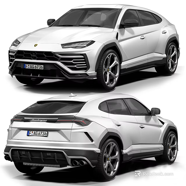 White Lamborghini Urus SUV Front And Rear View Exterior Design 3d model 