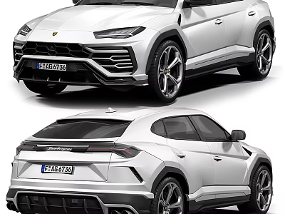 White Lamborghini Urus SUV Front And Rear View Exterior Design 3d model