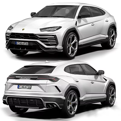 White Lamborghini Urus SUV Front And Rear View Exterior Design 3d model
