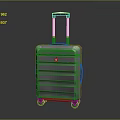 Durable Hard Shell Silver Suitcase With Telescopic Handle Striped Design And Wheels 3d model