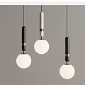 Modern Pendant Lights Design with Black White Rods Round White Shades and Gold Accents