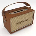 Bambling Portable Speaker with Brown Leather Handle Control Knobs and Woven Texture