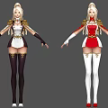 Game Movie Character Design With Blonde Hair White Red Outfit And Gold Accents