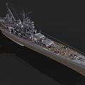 Realistic Battleship 3D Model Featuring Deck Gun Turrets Masts And Structural Details 3d model