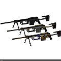 Weapon Collection Featuring Sniper Rifles With Different Designs And Decorative Details
