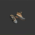 Brown And Navy Outdoor Boots With Dark Laces And Textured Orange Brown Soles