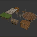 Vintage Wooden Furniture Collection With Tables Chairs Chest And Shelf