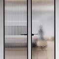 Modern Hinged Door Interior Design With Ribbed And Frosted Glass Black Frame