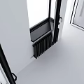 Black Framed Doors And Windows In Various Open Closed Styles With Radiators For Interior Use 3d model