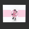 Woman In Pink Outfit With Crown And Roller Skates On White Background With Pink Stripes