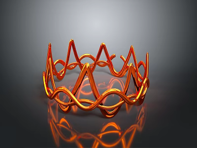 Shiny Orange Metallic Crown With Wavy Decorative Design For Fashion Accessories 3d model