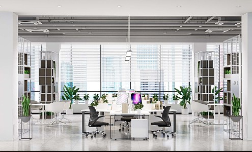 Modern public office area 3d model