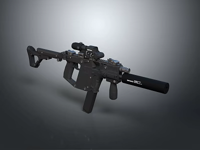 Modern Black Tactical Rifle With Scope Suppressor And Ergonomic Grip Design 3d model